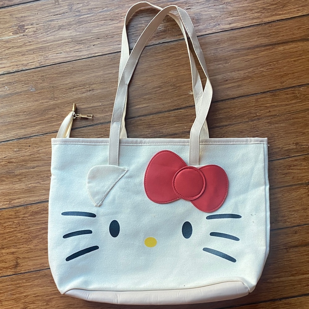 Hello Kitty Tote Bag with Red Bow and Cream Base BRAND NEW. Never used.